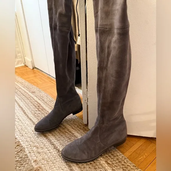 Stuart Weitzman Lowland Suede Grey Over The Knee Boots