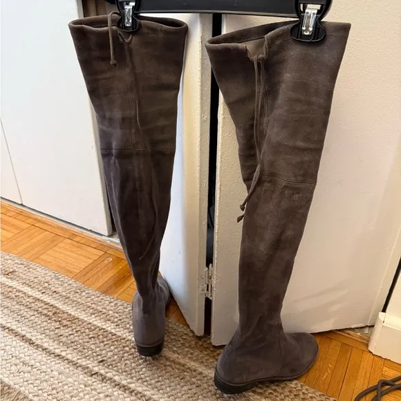 Stuart Weitzman Lowland Suede Grey Over The Knee Boots