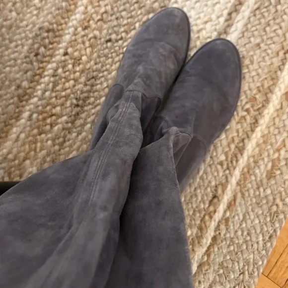 Stuart Weitzman Lowland Suede Grey Over The Knee Boots