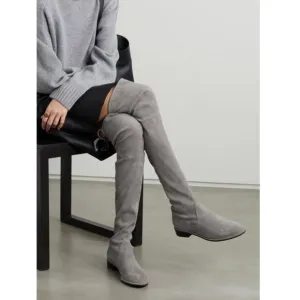 Stuart Weitzman Lowland Suede Grey Over The Knee Boots