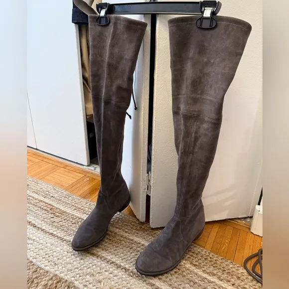 Stuart Weitzman Lowland Suede Grey Over The Knee Boots