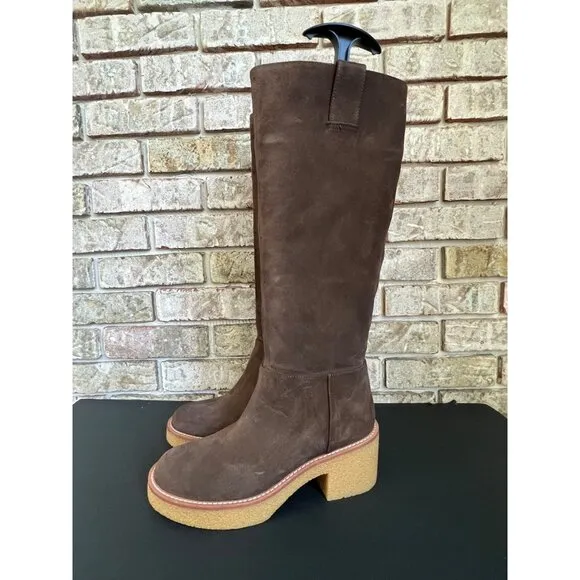 Stuart Weitzman Montana Slouch walnut Suede Boots Size 7.5