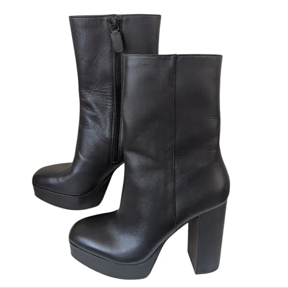 Stuart Weitzman Party Block Heel Platform Ankle Black Boots... Size 10