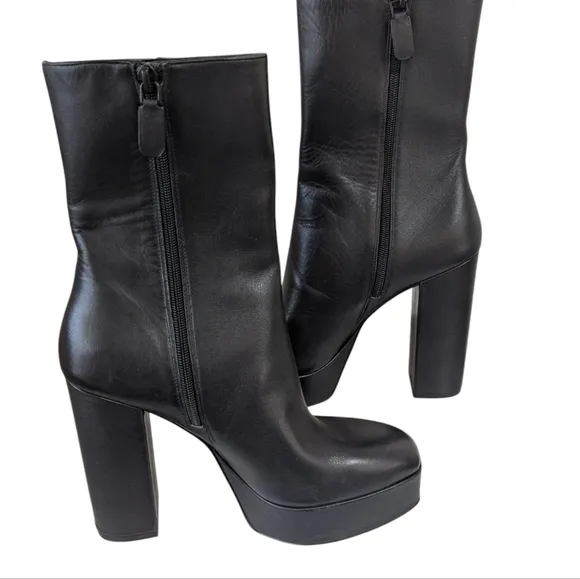 Stuart Weitzman Party Block Heel Platform Ankle Black Boots... Size 10