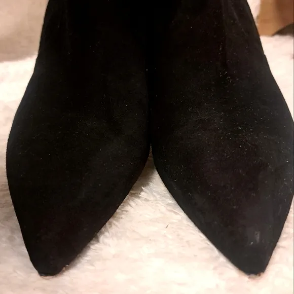 Stuart Weitzman Rapture 75 Black Suede Stretch Heel Boots Mid Calf $595 Sz 9