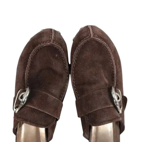 Stuart Weitzman Shoes Womens 8.5 Mule Heel Fashion Studs Buckle Leather Classic