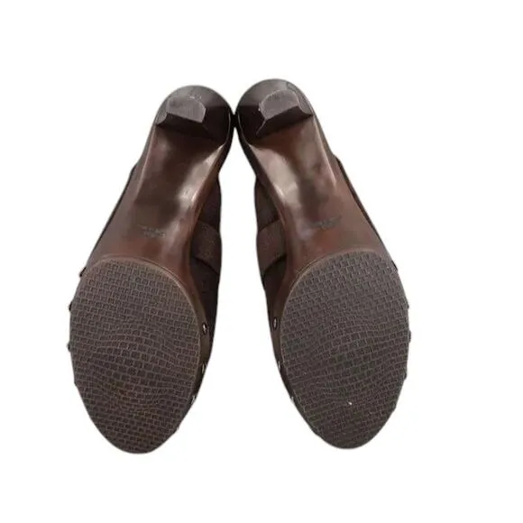 Stuart Weitzman Shoes Womens 8.5 Mule Heel Fashion Studs Buckle Leather Classic