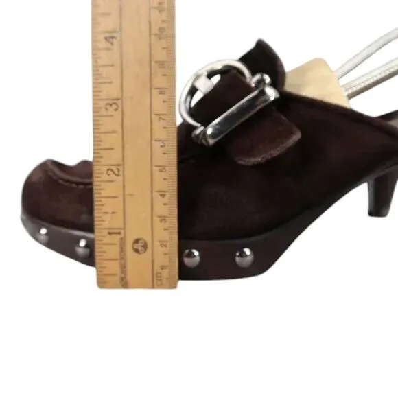 Stuart Weitzman Shoes Womens 8.5 Mule Heel Fashion Studs Buckle Leather Classic