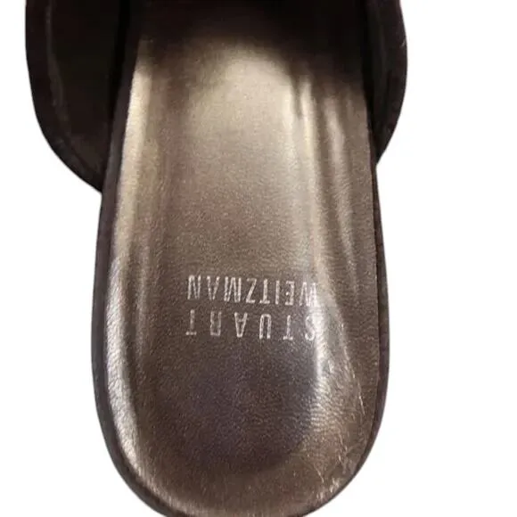 Stuart Weitzman Shoes Womens 8.5 Mule Heel Fashion Studs Buckle Leather Classic