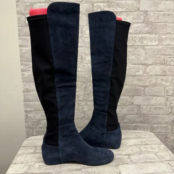Stuart Weitzman Suede Leather Navy Over the Knee Boots Women’s Size 10