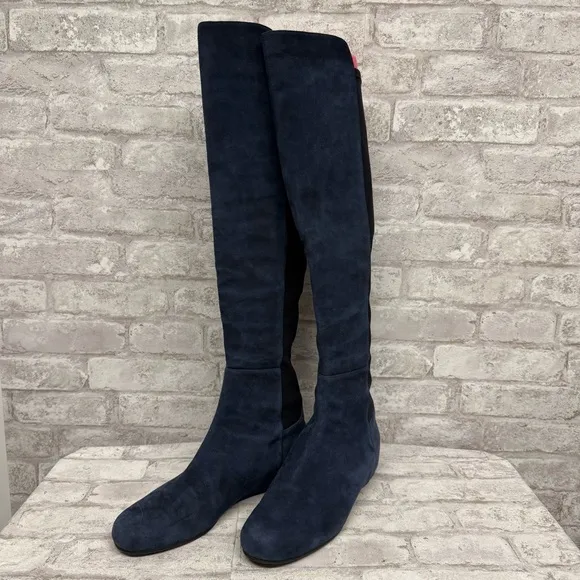 Stuart Weitzman Suede Leather Navy Over the Knee Boots Women’s Size 10