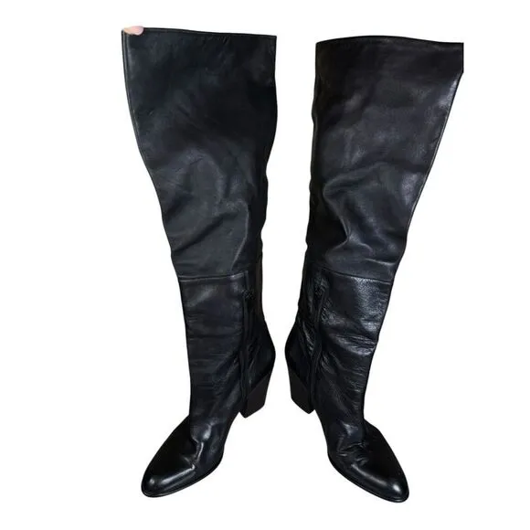 Stuart Weitzman Belmont Nappa Leather Black Knee High Boot Women's Size 8.5