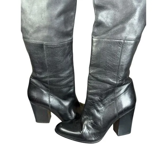 Stuart Weitzman Belmont Nappa Leather Black Knee High Boot Women's Size 8.5