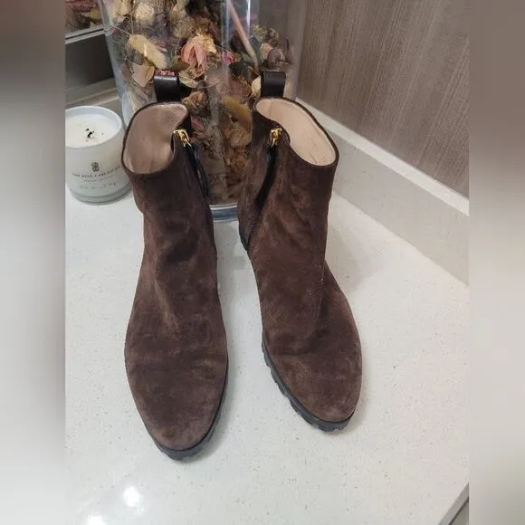 Stuart Weitzman Riley Suede Booties Brown 7.5 M