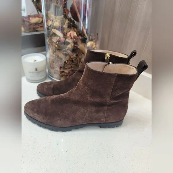 Stuart Weitzman Riley Suede Booties Brown 7.5 M