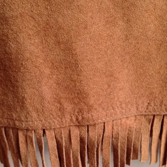 Suede midi length skirt -cognac color