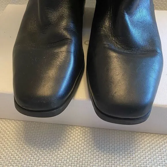Suela square toe embossed suede leather knee high boots size 8.5 made Brazil
