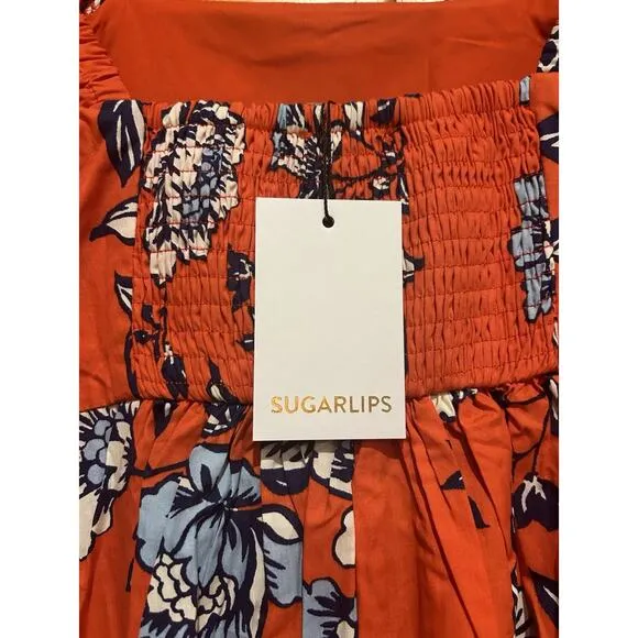 Sugarlips Kyrah Floral Wishing Square Neck Cotton Midi Dress – XS – NWT
