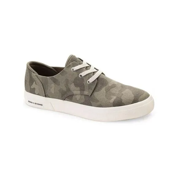 SUN STONE Mens Green Metal Eyelits Kiva Round Toe Lace-Up Sneakers Shoes 10 M