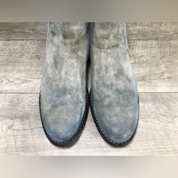 Sundance Boots Blue Suede Leather Chelsea Ankle Work Womens Boots Size 10-10.5