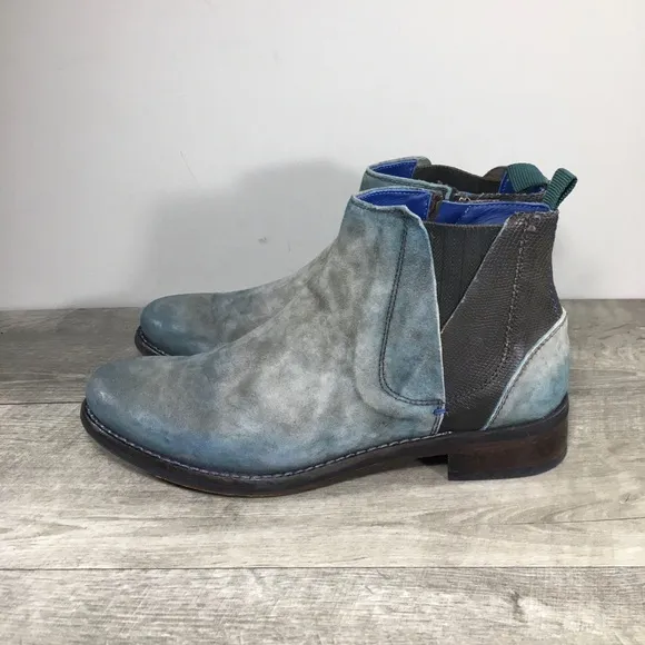 Sundance Boots Blue Suede Leather Chelsea Ankle Work Womens Boots Size 10-10.5