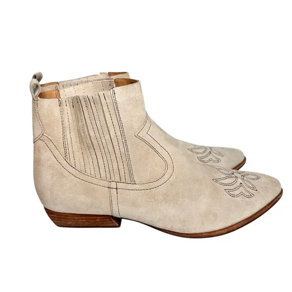 Sundance Kork Ease Prairie Western Boots Natural Tan Suede SZ 10
