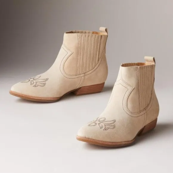 Sundance Kork Ease Prairie Western Boots Natural Tan Suede SZ 10