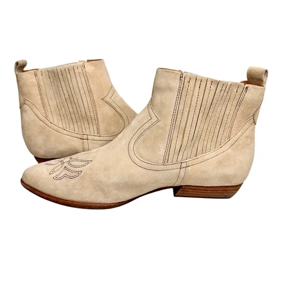 Sundance Kork Ease Prairie Western Boots Natural Tan Suede SZ 10