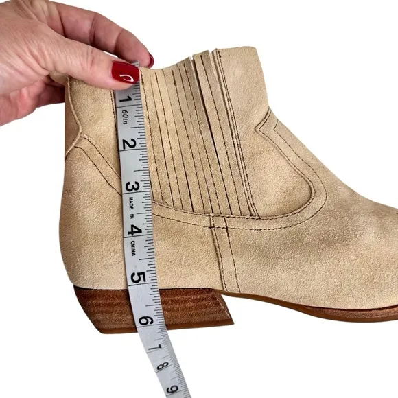 Sundance Kork Ease Prairie Western Boots Natural Tan Suede SZ 10