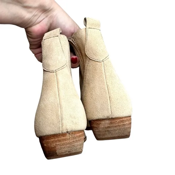 Sundance Kork Ease Prairie Western Boots Natural Tan Suede SZ 10
