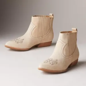 Sundance Kork Ease Prairie Western Boots Natural Tan Suede SZ 10