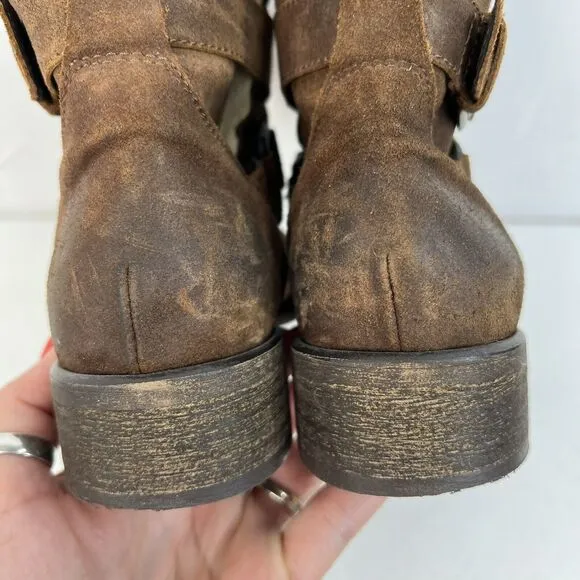 Sundance Sz 38 US 7.5 8 Molly Pitcher Leather Sherpa Lined Booties Boots Buckle