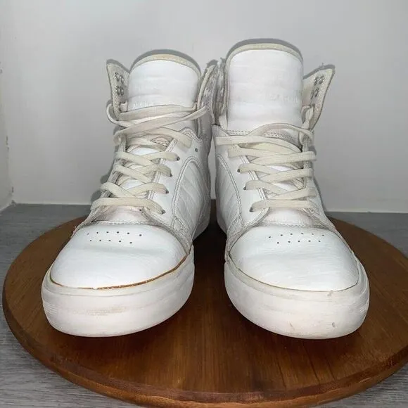 Supra Men’s Size 7 Skype 08003-149-M White Leather Sneakers Shoes High Top