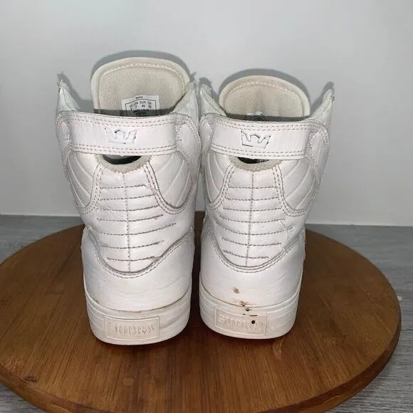 Supra Men’s Size 7 Skype 08003-149-M White Leather Sneakers Shoes High Top