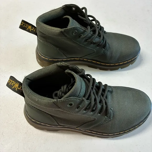 Sz5 Dr Martens Mayport Twill Canvas Chukka Boots Forest Green Youth Teen
