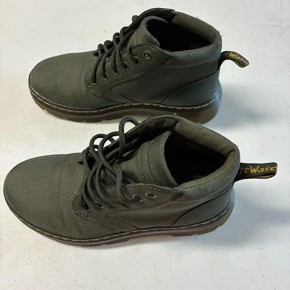 Sz5 Dr Martens Mayport Twill Canvas Chukka Boots Forest Green Youth Teen