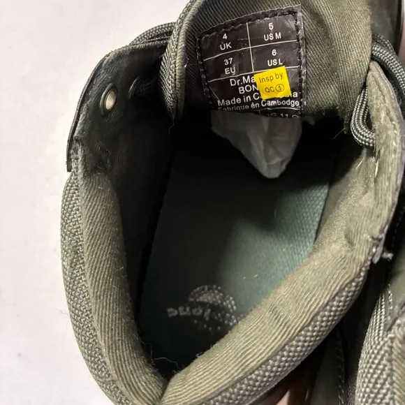 Sz5 Dr Martens Mayport Twill Canvas Chukka Boots Forest Green Youth Teen