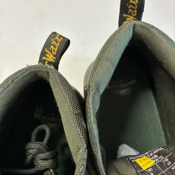 Sz5 Dr Martens Mayport Twill Canvas Chukka Boots Forest Green Youth Teen