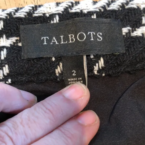 Talbots NWOT white/black plaid pencil skirt