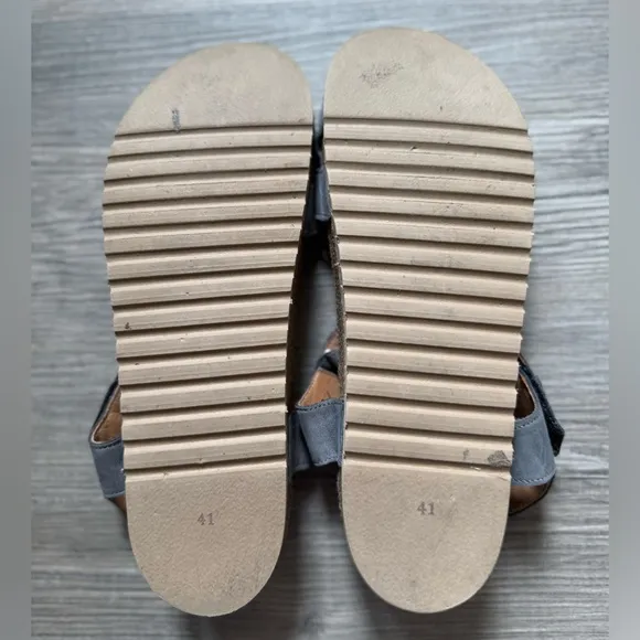 Taos Footwear Luvie Sandal Shoes Gray Size 41 10 Cork Suede Leather Adventure