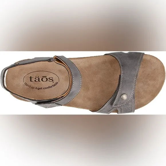 Taos Footwear Luvie Sandal Shoes Gray Size 41 10 Cork Suede Leather Adventure