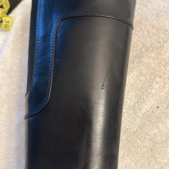 Taryn Rose Black leather luxury riding calf heel boots women size 6.5