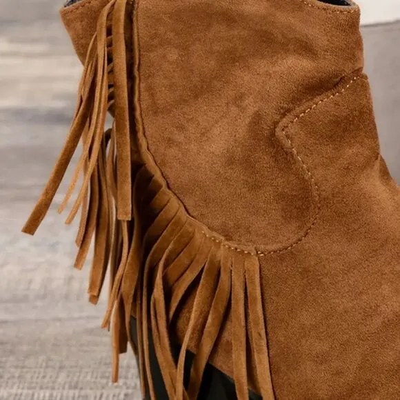 Tassel western ankle boot sz 7