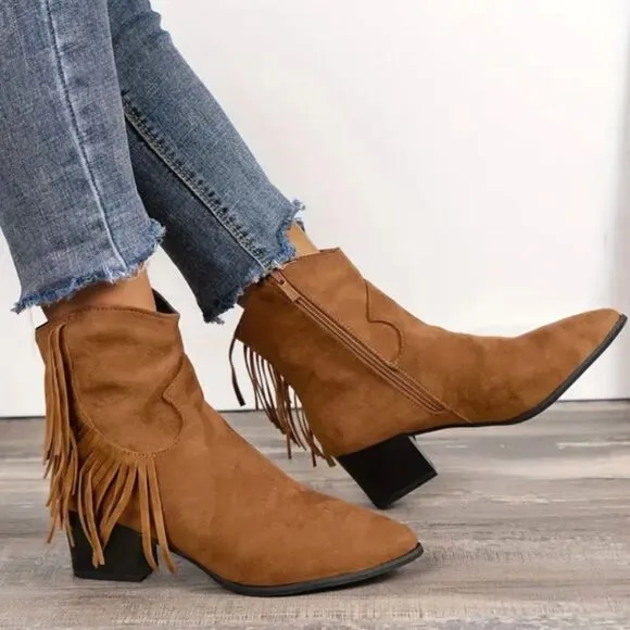 Tassel western ankle boot sz 7