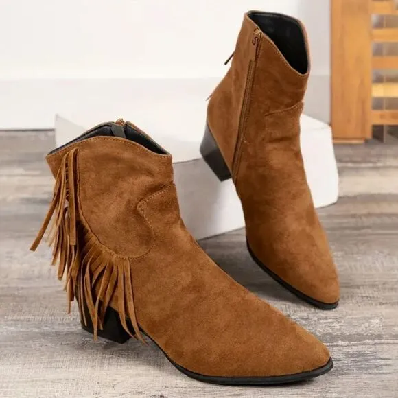 Tassel western ankle boot sz 7