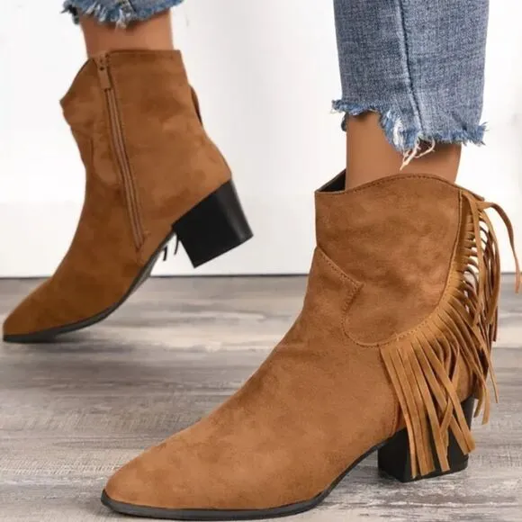Tassel western ankle boot sz 7