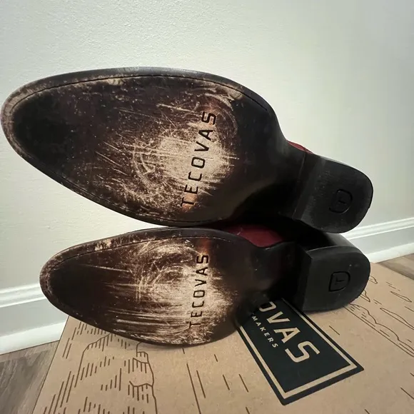 Tecovas Red Suede Cowboy Boots