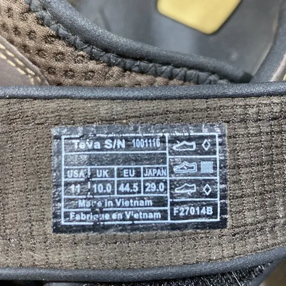 Teva “Forebay” Vegan Leather Brown &amp; Gold Hiking Sandals size 11