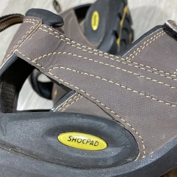 Teva “Forebay” Vegan Leather Brown &amp; Gold Hiking Sandals size 11