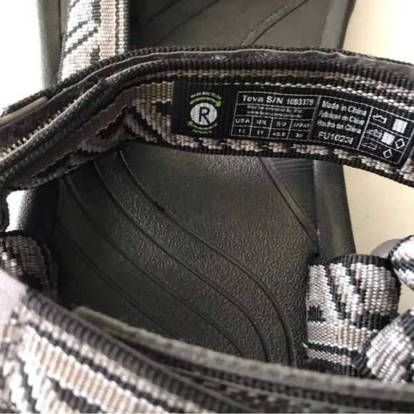 TEVA  Gray and Black Velcro Strap Sandals